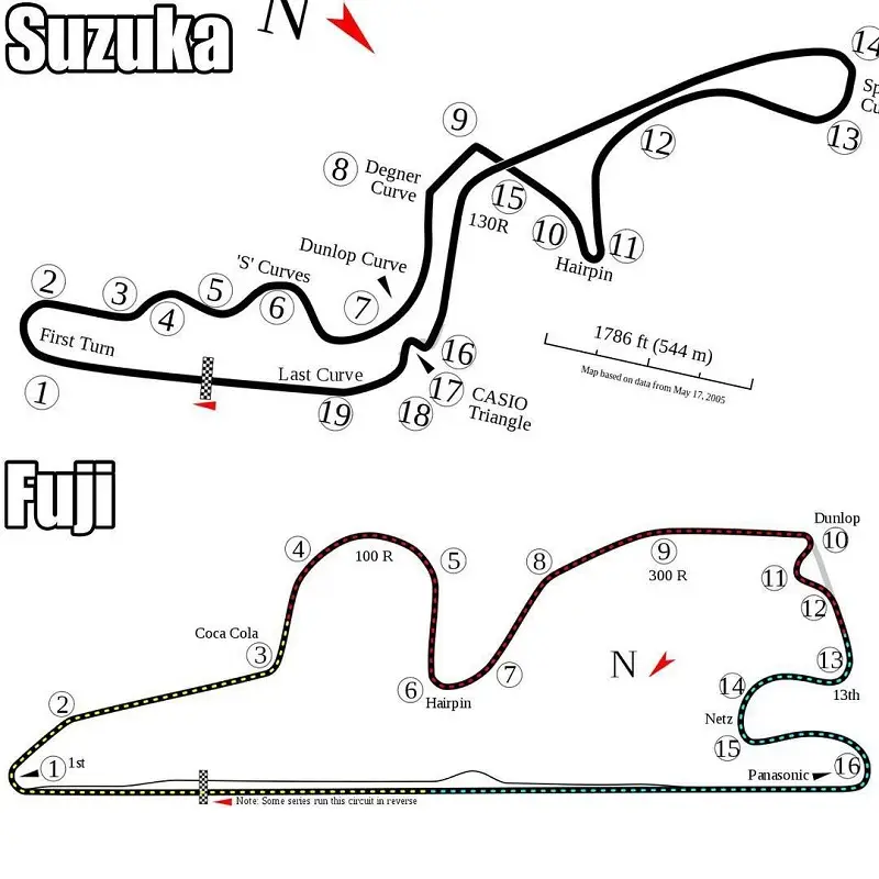 Две японские трассы для Формула-1 - Suzuka Circuit и Fuji Speedway
